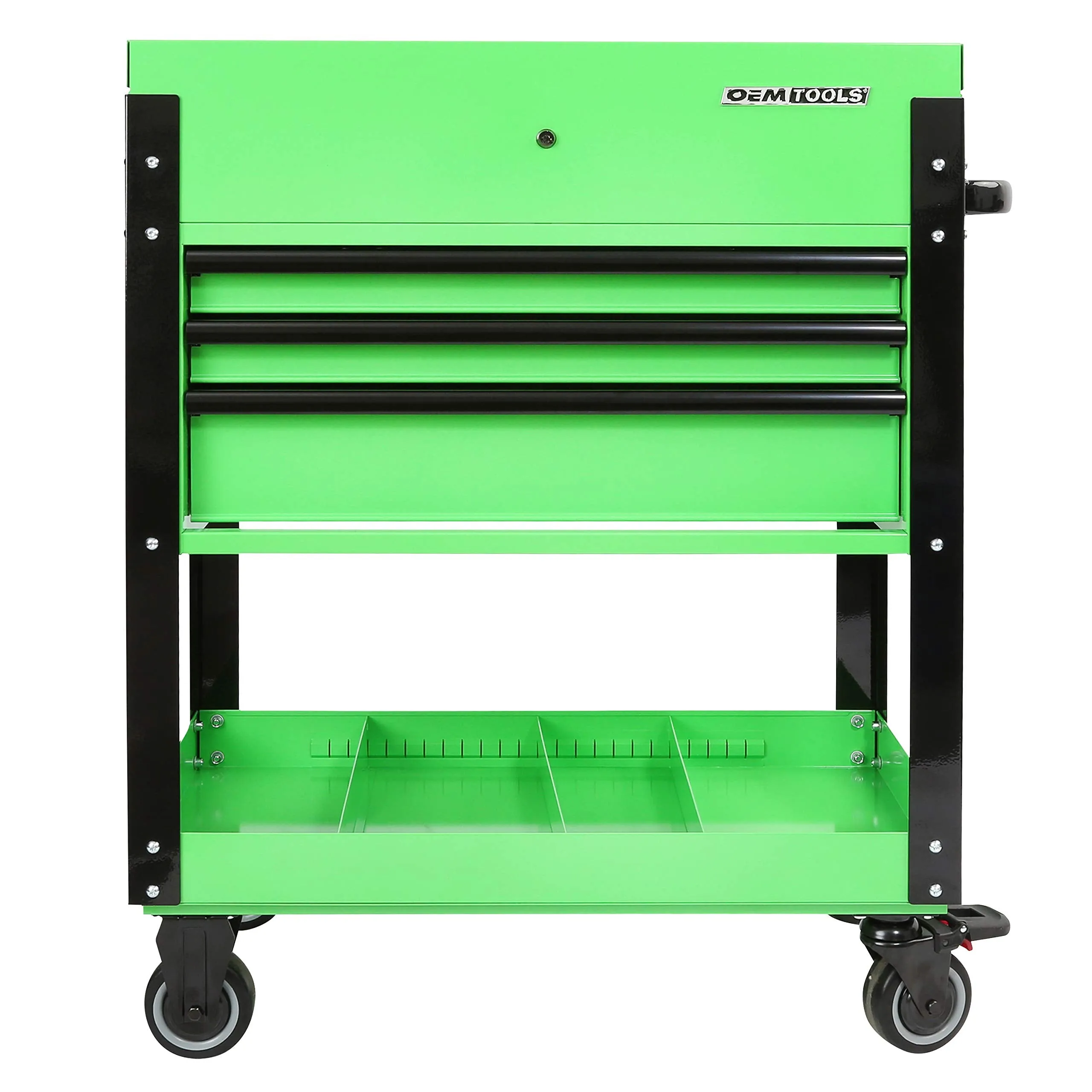 OEMTOOLS 24731 Automotive Rolling Tool Cart with Drawers, 3 Drawer Mechanics Rolling Tool Chest, Secure Locking System, Integrated Power Strip, Heavy Duty Steel Construction