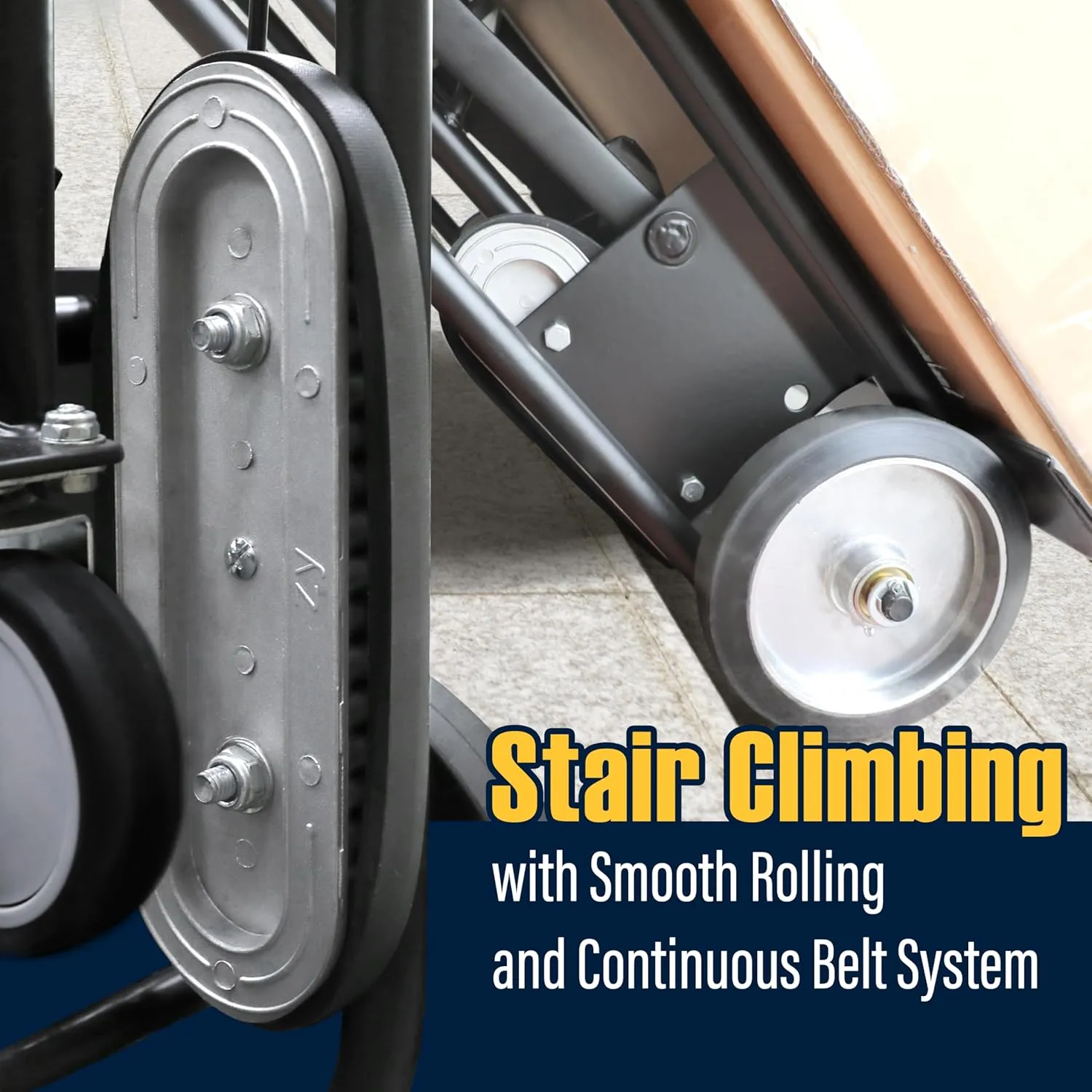 Olympia Tools 1200lbs Appliance Auto-Recoil System Hand Truck - Heavy Duty Hand Cart - Industrial Stair Climbing Furniture Dolly - Dual Aluminum Hand Truck & Rubber Treads Wheels for Stairs Climber