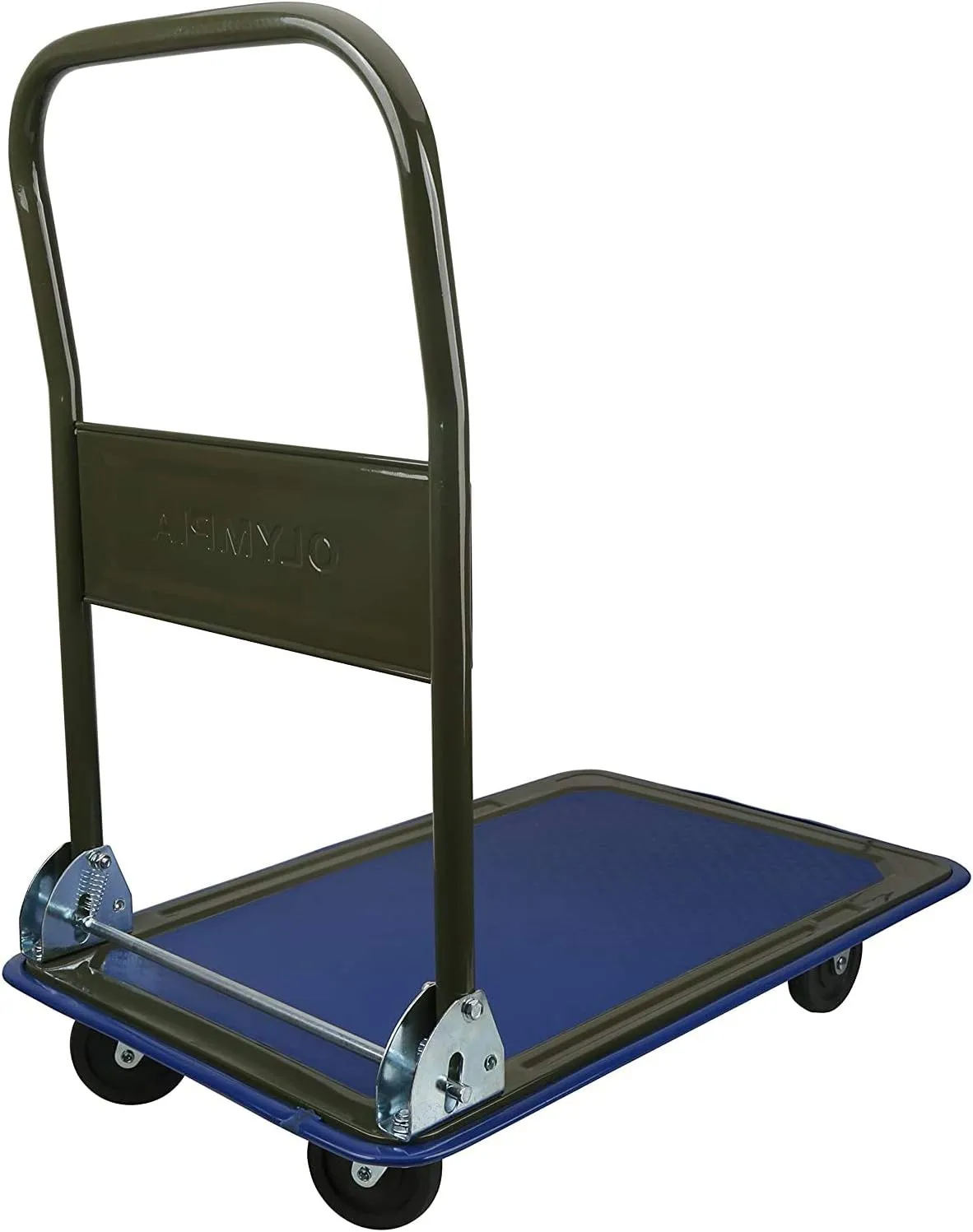 Olympia Tools Foldable Push Cart Dolly - 300 Lb. Capacity Heavy Duty Platform Truck with 360° Swivel Wheels - Black