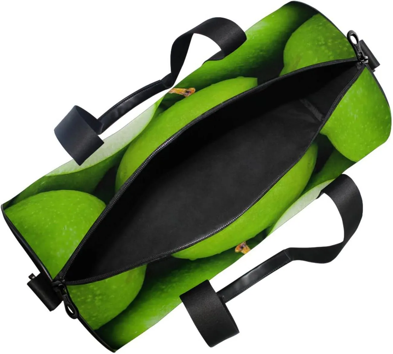 Organic Green Juicy Apples Texture Duffel Bag, Foldable Canvas Travel Tote for Gym Sports with Inner Pockets, Durable Lightweight Fitness Bag for Overnight Workout