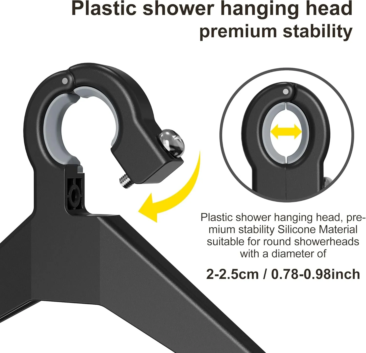 Orimade Adjustable Anti-Slip Shower Caddy Over Head, Rustproof Bathroom Hanging Organizer With 2 Hooks for Razor, No Drilling Shelves Storage Rack 3 Tier, Black