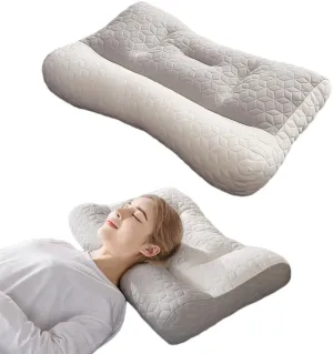 Orthopedic Deep Sleep Pillow, Sleep Apnea Pillow, Sleep Apnea Pillows Ergonomic Pillows for Neck and Shoulder, Side Back Stomach Sleepers (Light Grey)
