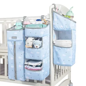 Orzbow 3-in-1 Hanging Diaper Organization Storage for Baby Essentials | Nursery Organizer and Baby Diaper Caddy | Hang on Crib, Changing Table or Wall, Blue