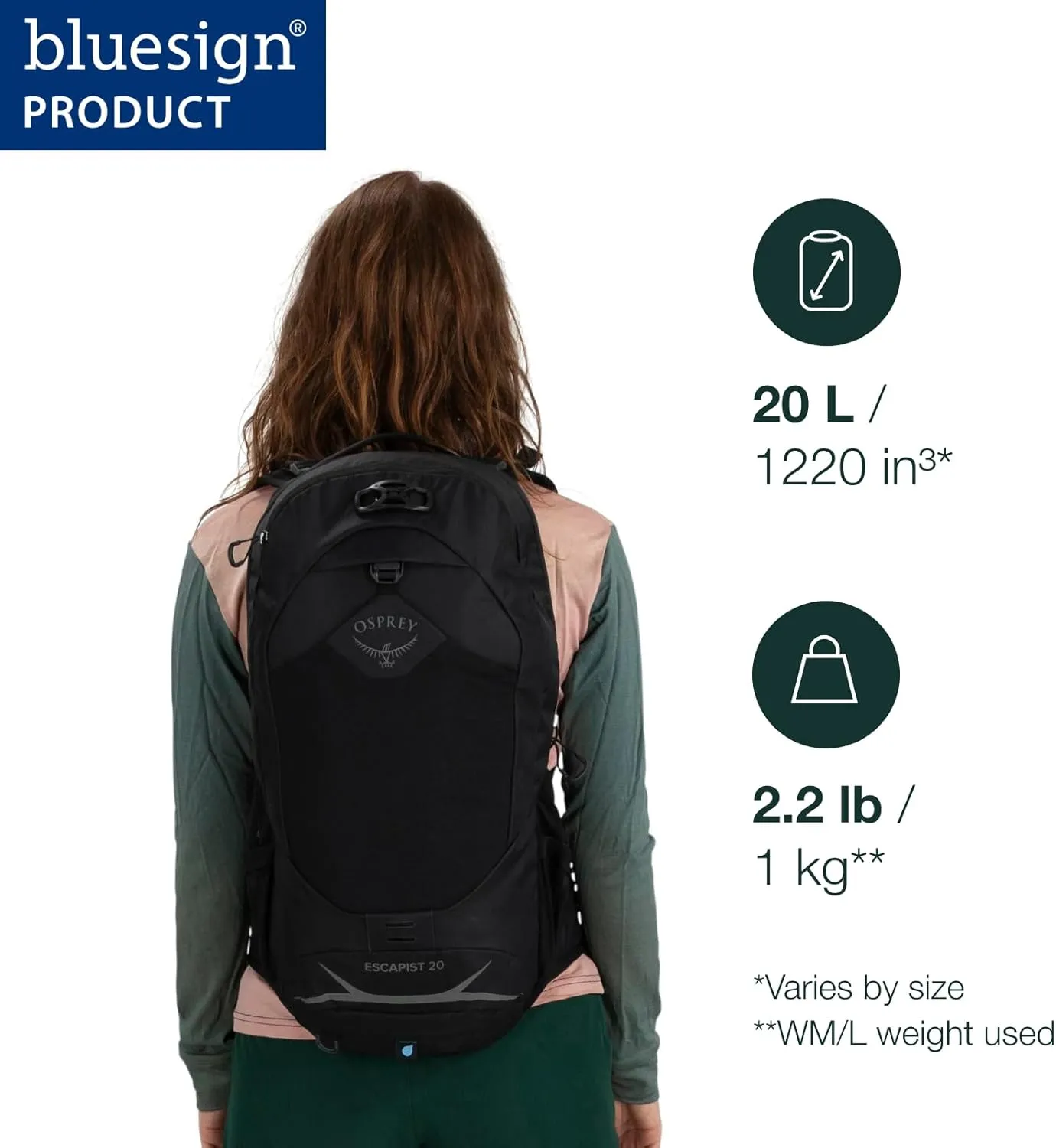 Osprey Escapist 20L Biking Backpack, Postal Blue, Medium/Large