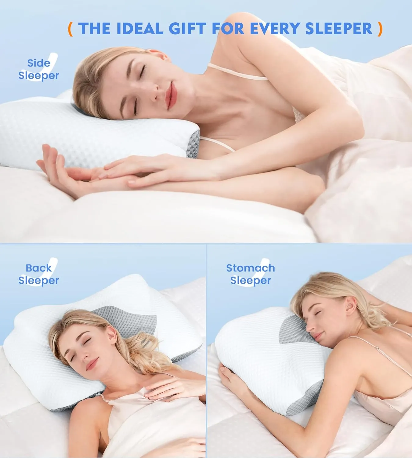 Osteo Cervical Pillow for Neck Pain Relief, Hollow Design Odorless Memory Foam Pillows with Cooling Case, Adjustable Orthopedic Bed Pillow for Sleeping, Support for Side Back Sleepers