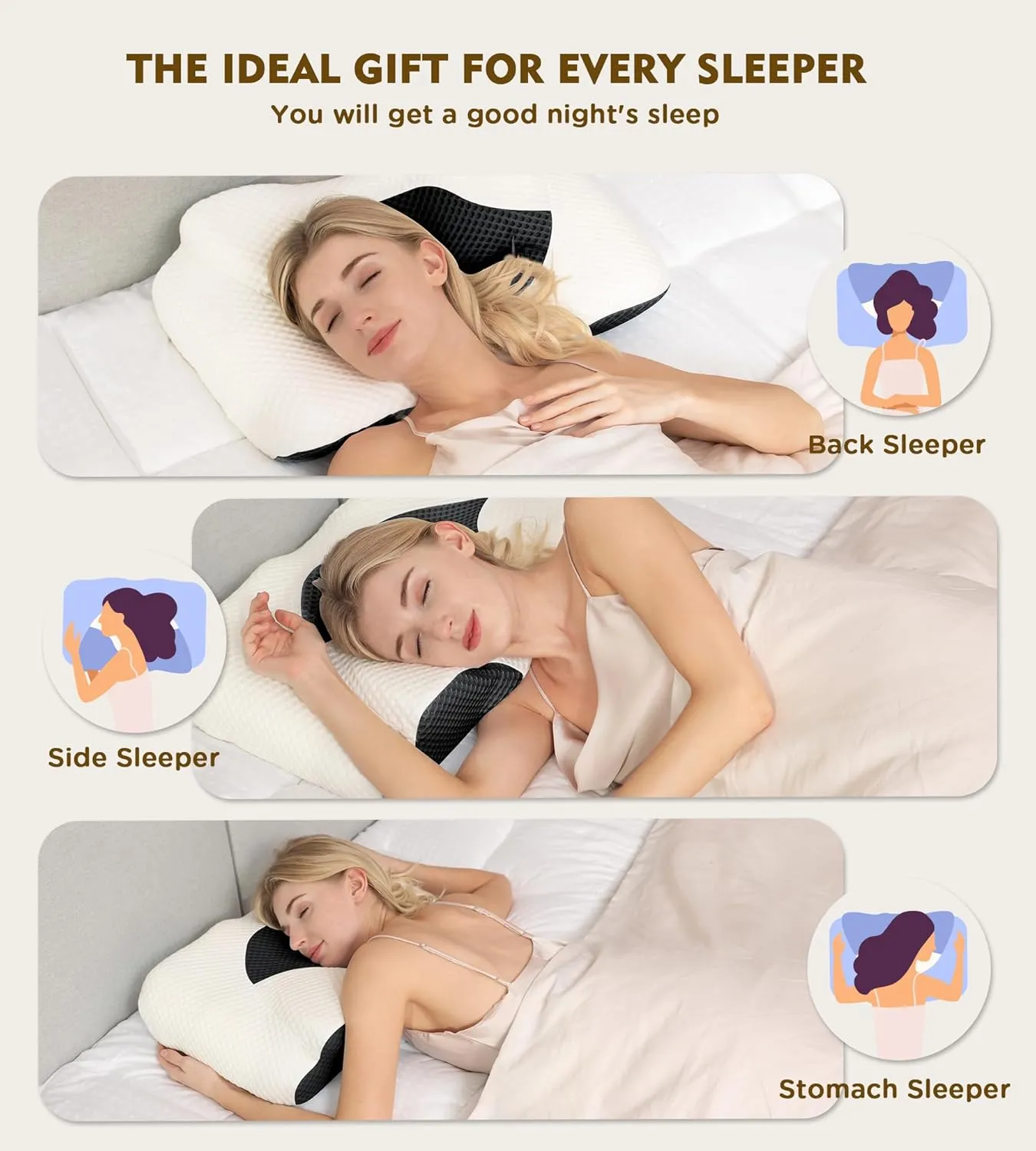 Osteo Cervical Pillow for Neck Pain Relief, Hollow Design Odorless Memory Foam Pillows with Cooling Case, Adjustable Orthopedic Bed Pillow for Sleeping, Support for Side Back Sleepers