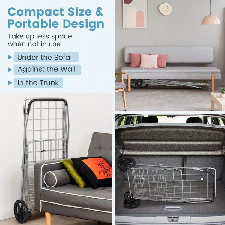 Outdoor Portable Double Basket Folding Shopping Cart