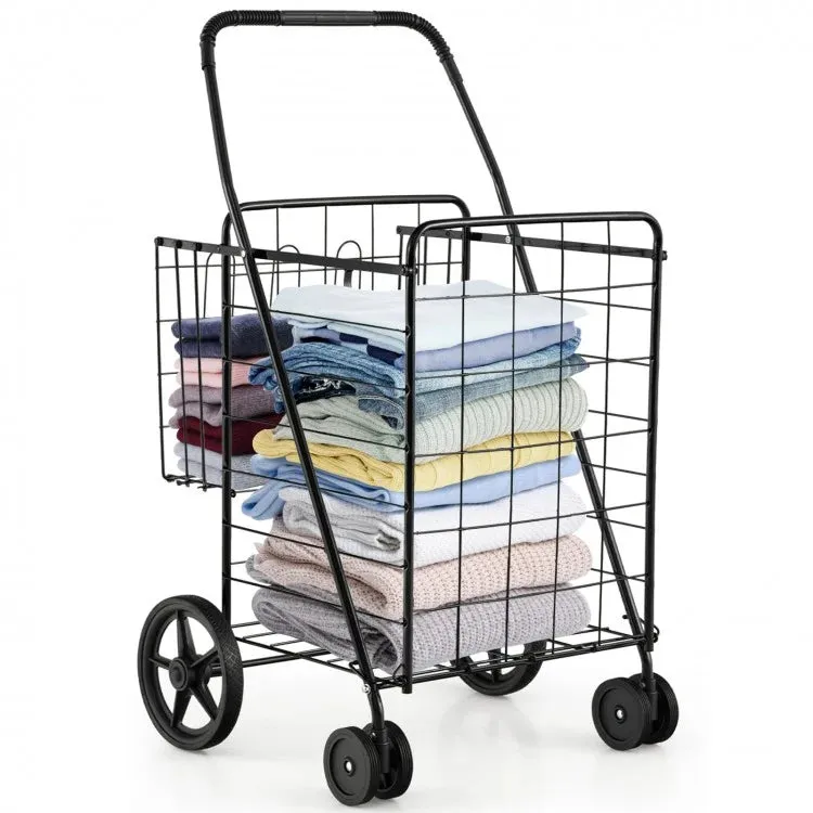 Outdoor Portable Double Basket Folding Shopping Cart
