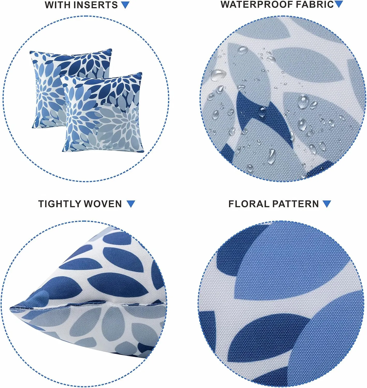 Outdoor Throw Pillows - Decorative Pillows with Insert Included Set of 2 Outdoor Pillows for Patio Furniture 18x18 Inch