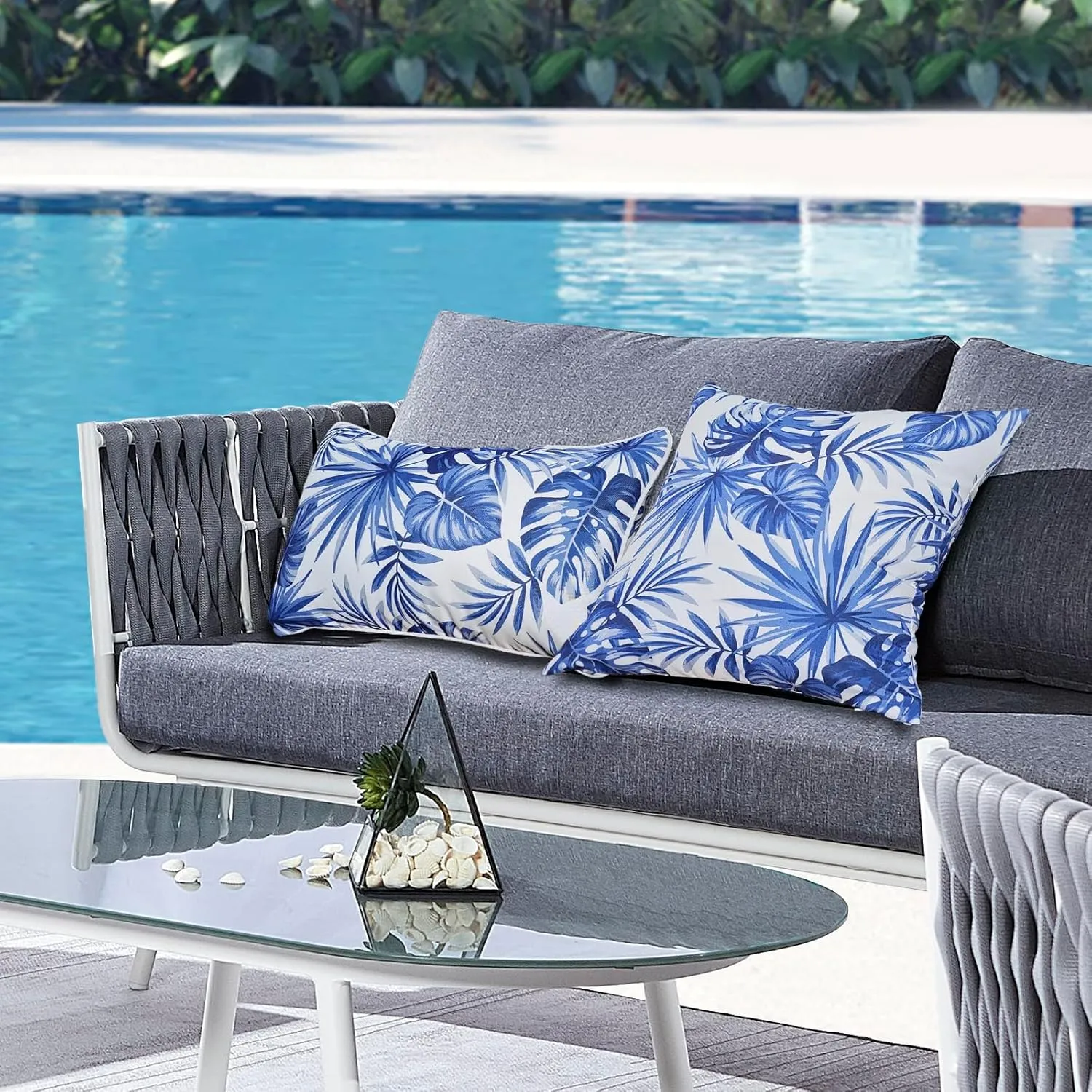 Outdoor Throw Pillows - Decorative Pillows with Insert Included Set of 2 Outdoor Pillows for Patio Furniture 18x18 Inch