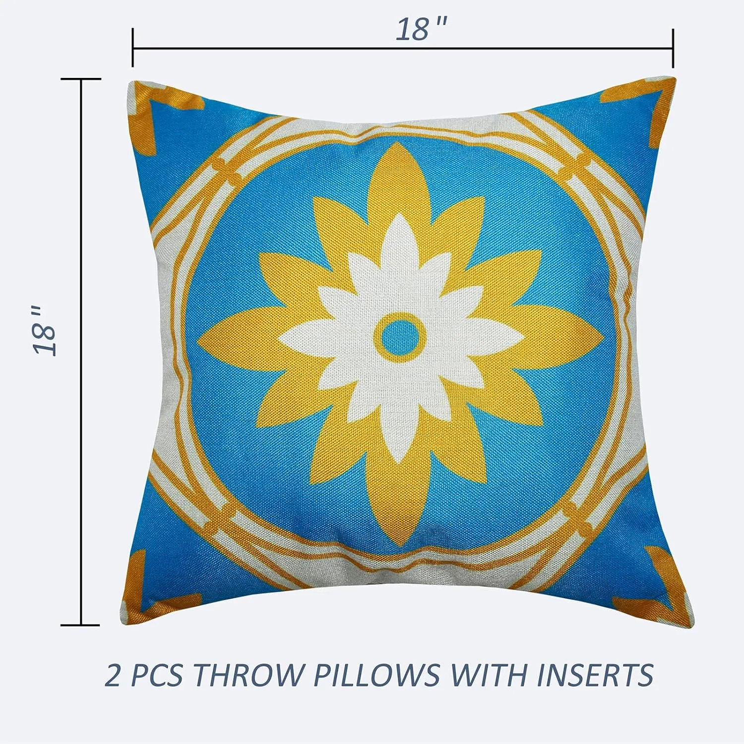 Outdoor Throw Pillows Waterproof Set of 2 Patio Pillows 18×18 Inch Decorative Pillows for Bed, Couch, Sofa and Patio Furniture