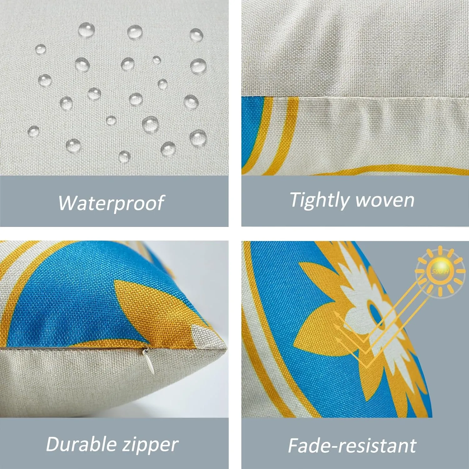 Outdoor Throw Pillows Waterproof Set of 2 Patio Pillows 18×18 Inch Decorative Pillows for Bed, Couch, Sofa and Patio Furniture