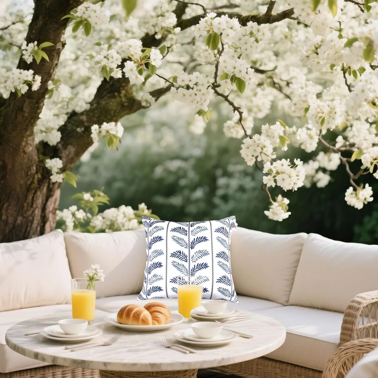 Outdoor/Indoor Throw Pillows, Pack of 2 Waterproof Decorative Throw Pillows with Inserts, 18”x18” Square Pillows for Bed, Couch, Sofa and Patio Furniture