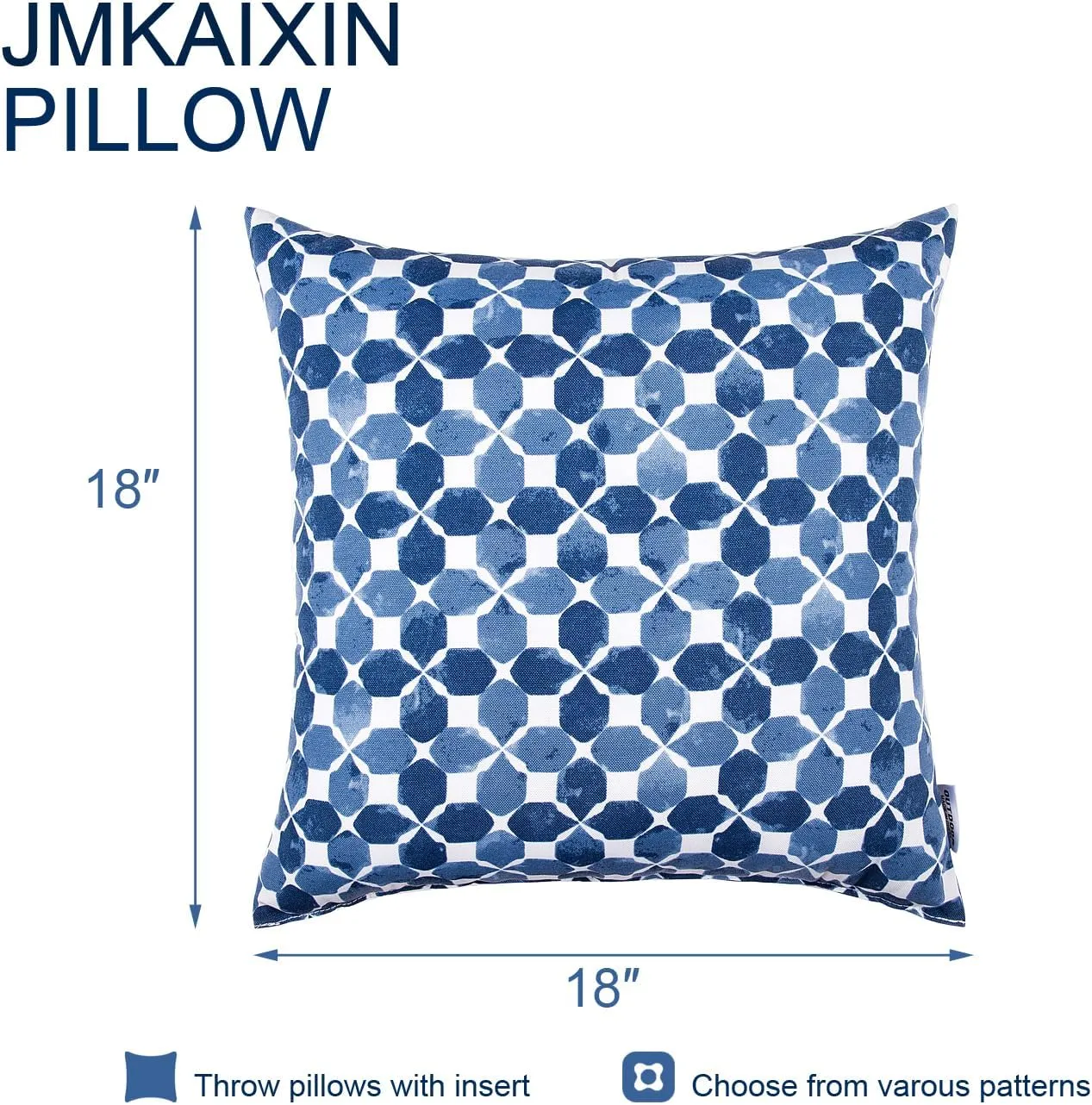 Outdoor/Indoor Throw Pillows, Pack of 2 Waterproof Decorative Throw Pillows with Inserts, 18”x18” Square Pillows for Bed, Couch, Sofa and Patio Furniture