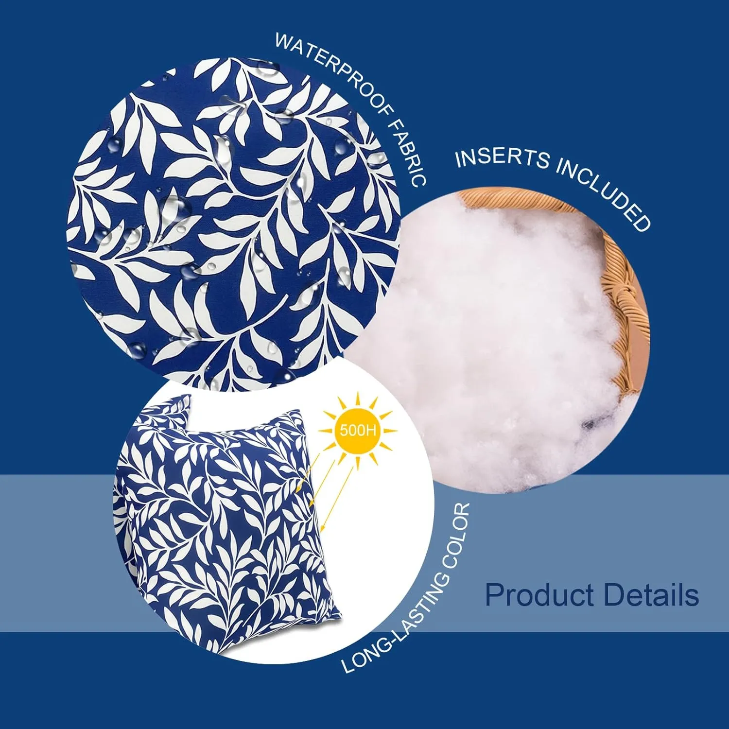 Outdoor/Indoor Throw Pillows, Pack of 2 Waterproof Decorative Throw Pillows with Inserts, 18”x18” Square Pillows for Bed, Couch, Sofa and Patio Furniture