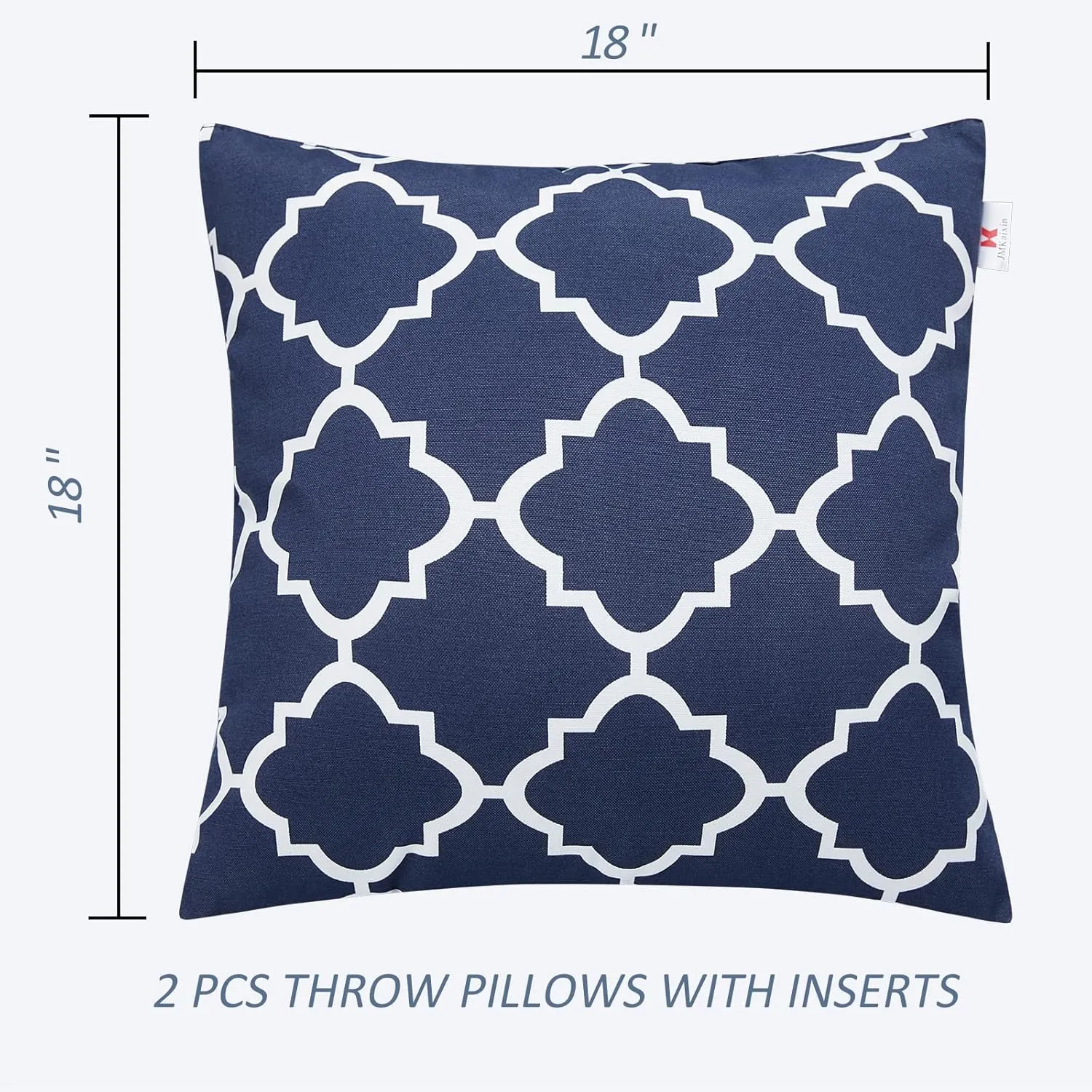 Outdoor/Indoor Throw Pillows, Pack of 2 Waterproof Decorative Throw Pillows with Inserts, 18”x18” Square Pillows for Bed, Couch, Sofa and Patio Furniture