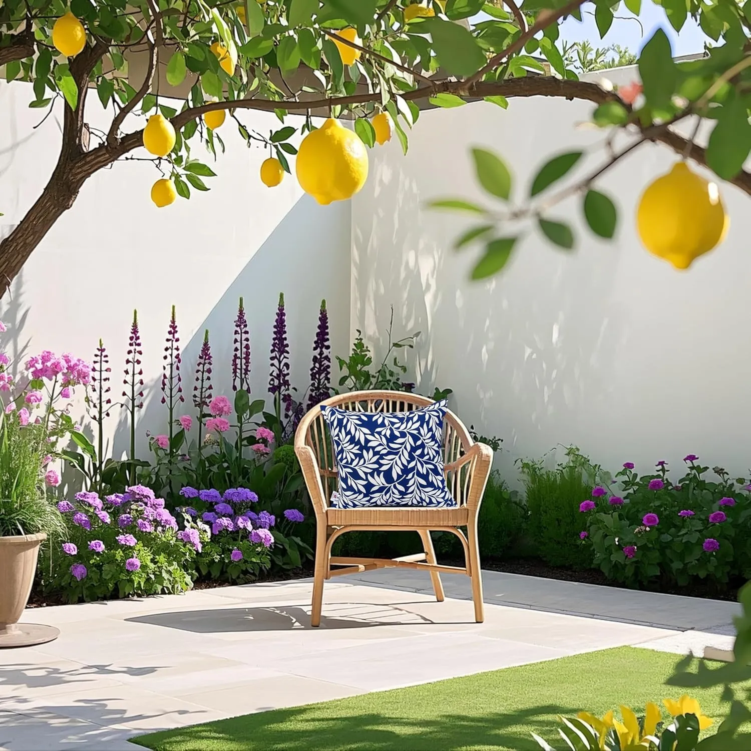 Outdoor/Indoor Throw Pillows, Pack of 2 Waterproof Decorative Throw Pillows with Inserts, 18”x18” Square Pillows for Bed, Couch, Sofa and Patio Furniture