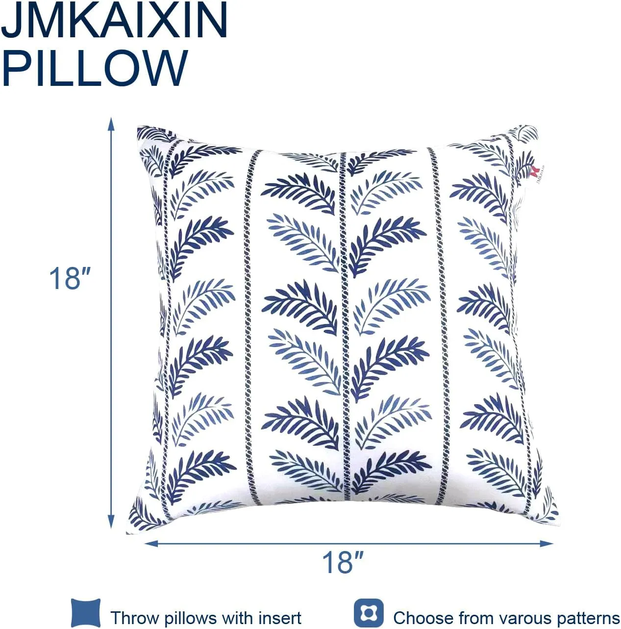 Outdoor/Indoor Throw Pillows, Pack of 2 Waterproof Decorative Throw Pillows with Inserts, 18”x18” Square Pillows for Bed, Couch, Sofa and Patio Furniture