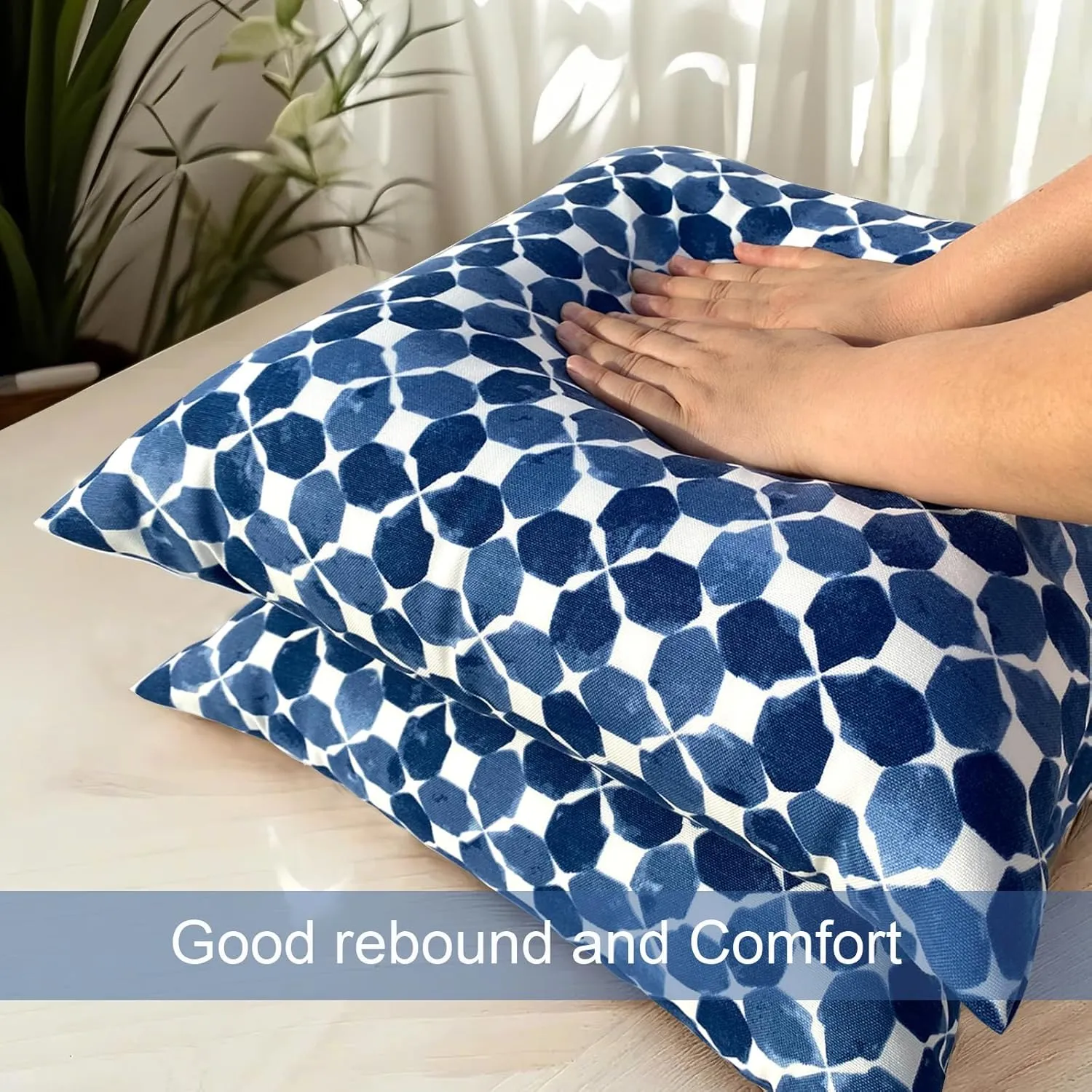 Outdoor/Indoor Throw Pillows, Pack of 2 Waterproof Decorative Throw Pillows with Inserts, 18”x18” Square Pillows for Bed, Couch, Sofa and Patio Furniture