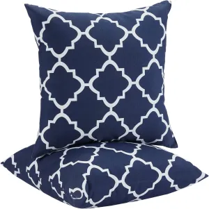 Outdoor/Indoor Throw Pillows, Pack of 2 Waterproof Decorative Throw Pillows with Inserts, 18”x18” Square Pillows for Bed, Couch, Sofa and Patio Furniture