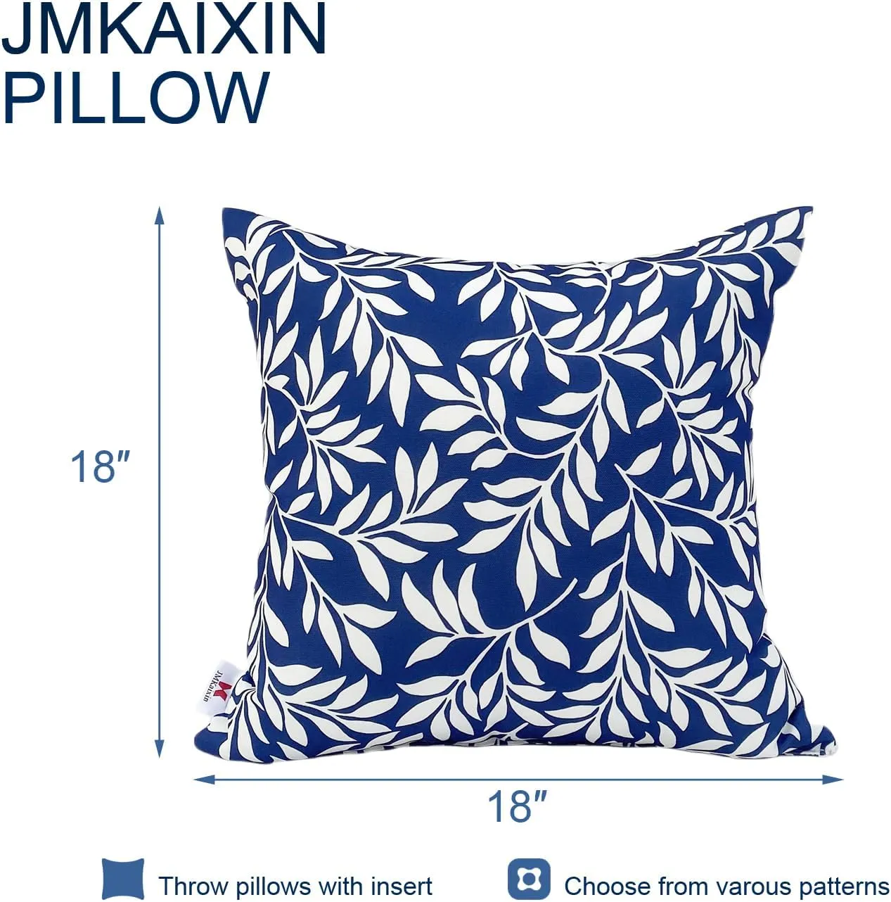 Outdoor/Indoor Throw Pillows, Pack of 2 Waterproof Decorative Throw Pillows with Inserts, 18”x18” Square Pillows for Bed, Couch, Sofa and Patio Furniture