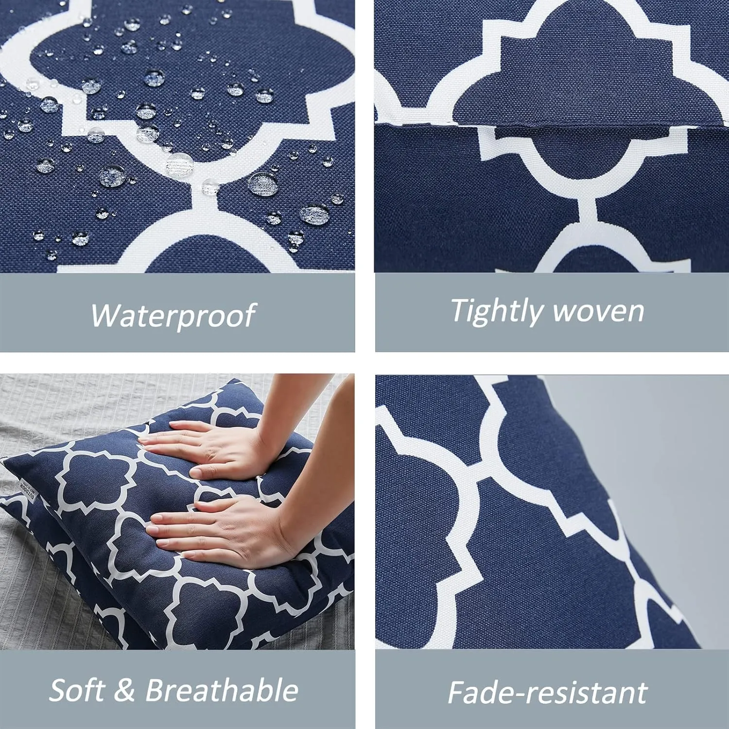 Outdoor/Indoor Throw Pillows, Pack of 2 Waterproof Decorative Throw Pillows with Inserts, 18”x18” Square Pillows for Bed, Couch, Sofa and Patio Furniture