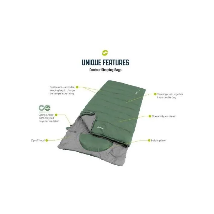 Outwell Contour Lux XL Sleeping Bag 3 Season Green