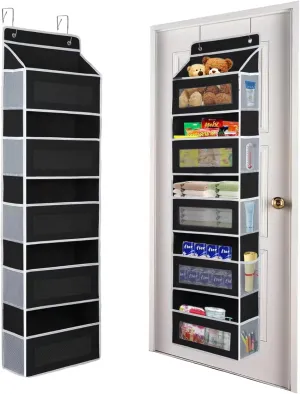 Over the door organizer, Bathroom Organizers and Storage 5 Shelf Hanging with 10 Mesh Side Pockets, Stuffed Animal Storage for Pantry Laundry Bathroom Nursery Closet Baby Essential(Black)