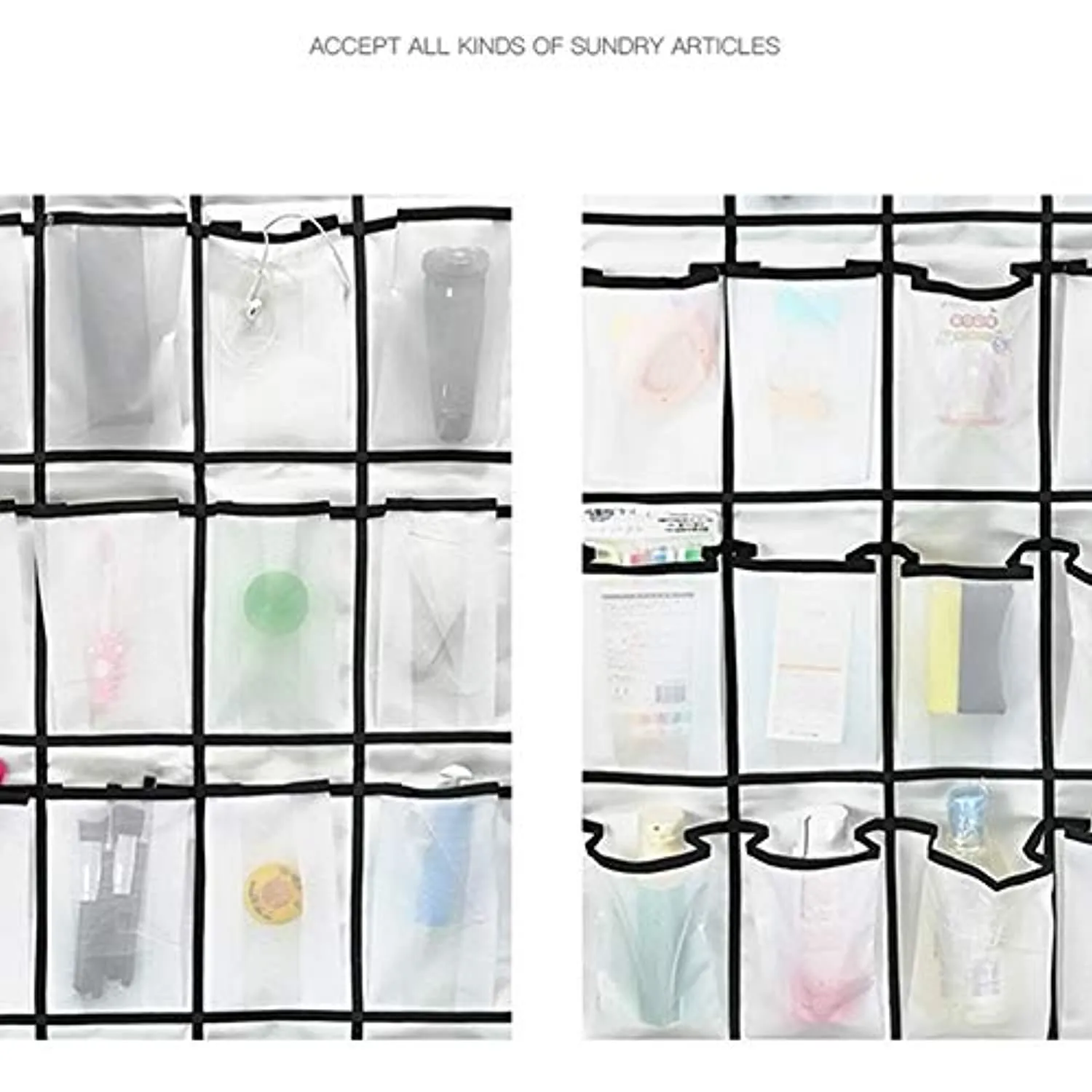 Over the Door Shoe Organizer, 24 Large Mesh Pockets Hanging Shoe Storage Heavy Duty Tidy Rack (WHITE)
