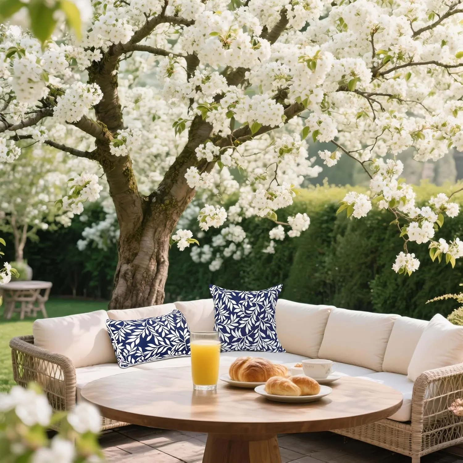 Pack of 2 Patio Lumbar Pillows, 12"x20" Fade Resistant Outdoor Waterproof Lumbar Pillow with Inners, Decorative Garden Lumbar Cushions for Home Patio Terrace Sofa Use