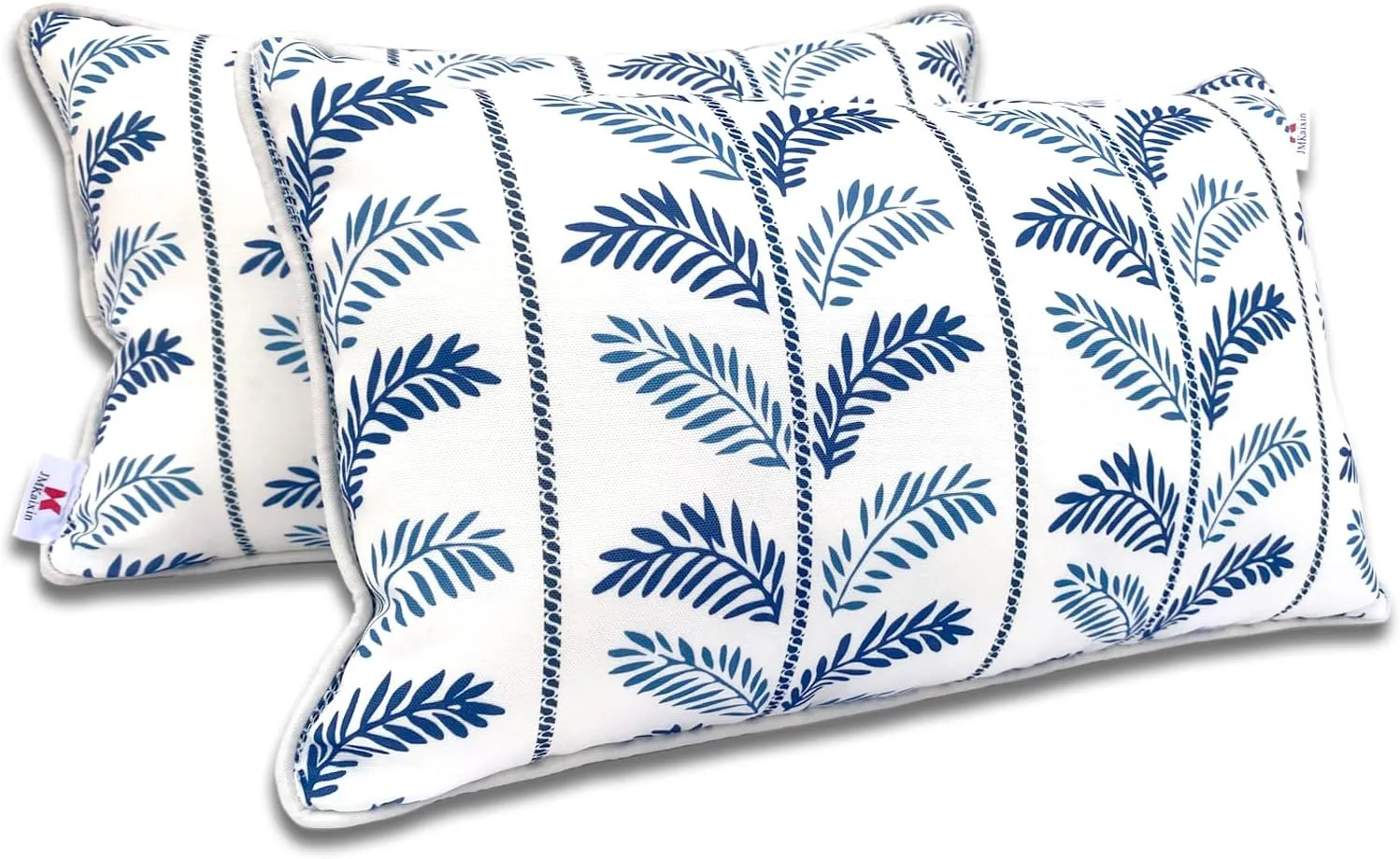 Pack of 2 Patio Lumbar Pillows, 12"x20" Fade Resistant Outdoor Waterproof Lumbar Pillow with Inners, Decorative Garden Lumbar Cushions for Home Patio Terrace Sofa Use