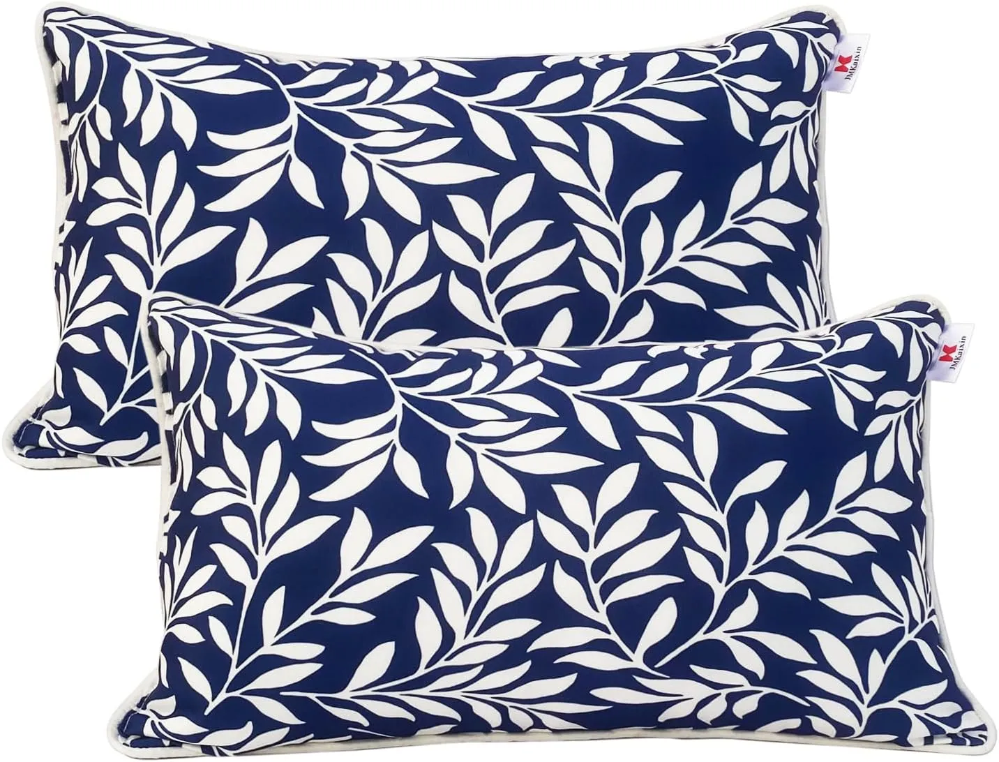 Pack of 2 Patio Lumbar Pillows, 12"x20" Fade Resistant Outdoor Waterproof Lumbar Pillow with Inners, Decorative Garden Lumbar Cushions for Home Patio Terrace Sofa Use