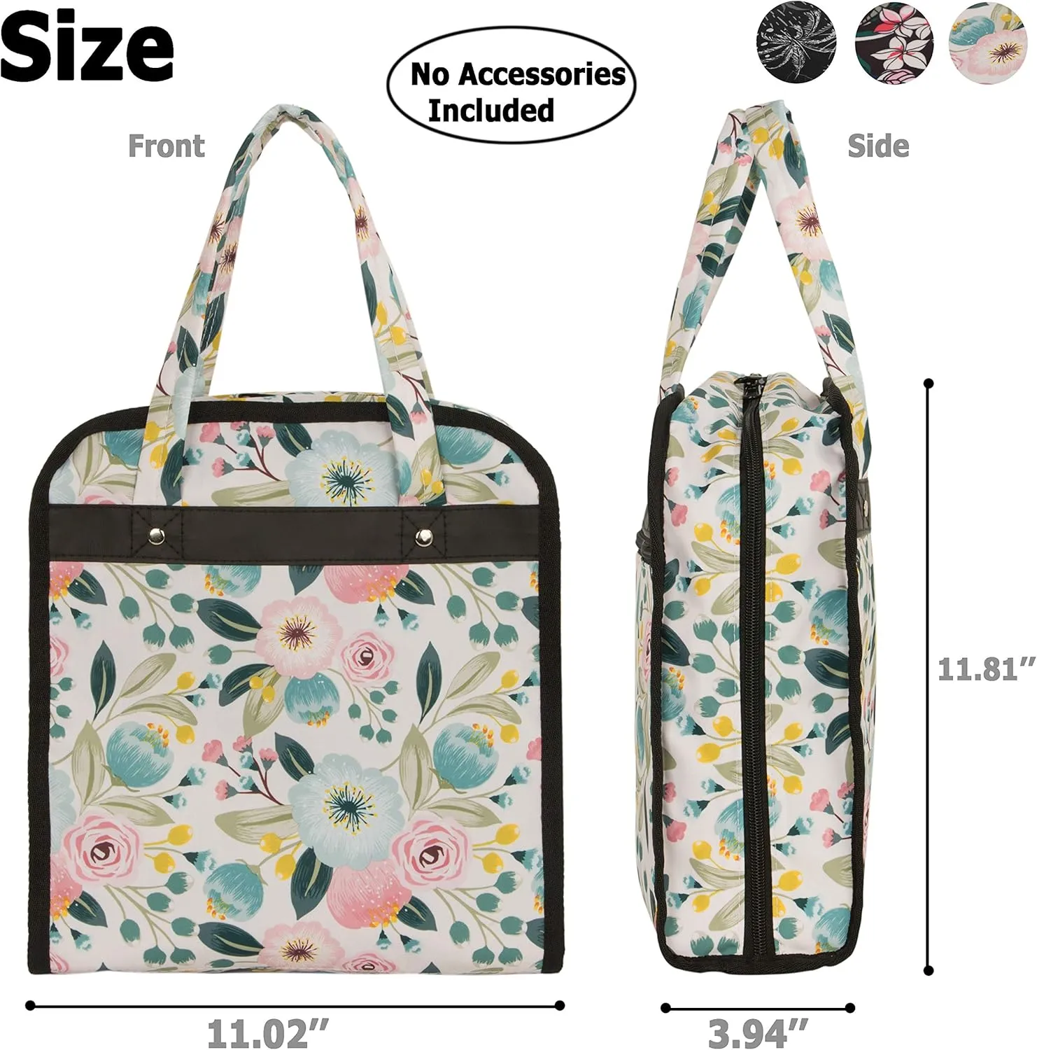 PACMAXI Sewing Accessories Storage Bag, Knitting, Craft Tools and Accessories Organizer, Roomy Carrying Bag for Sewing Tools and Accessories, Flower With Beige Background, L, Travel