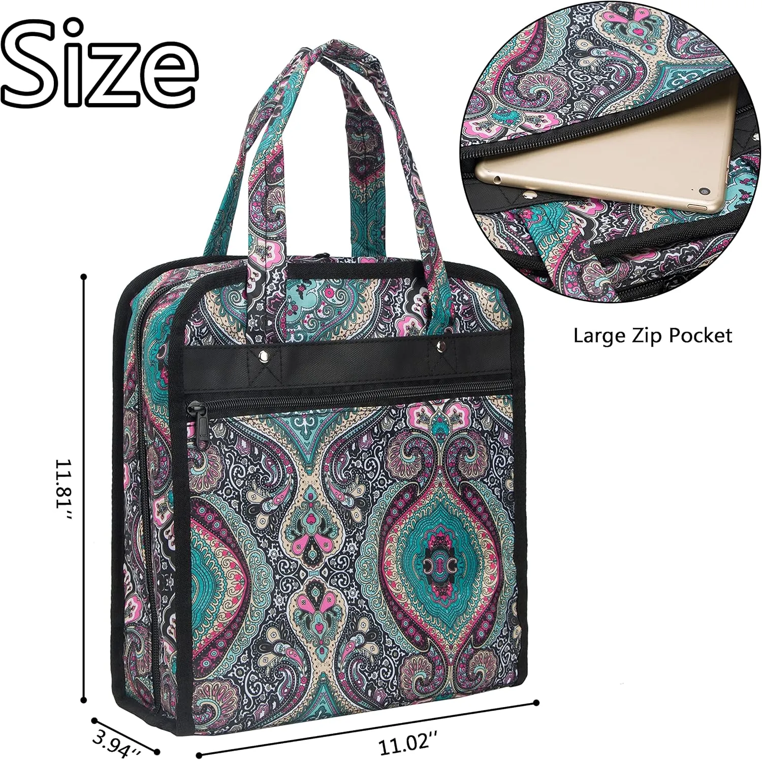 PACMAXI Sewing Accessories Storage Bag, Knitting, Craft Tools and Accessories Organizer, Roomy Carrying Bag for Sewing Tools and Accessories(Paisley)