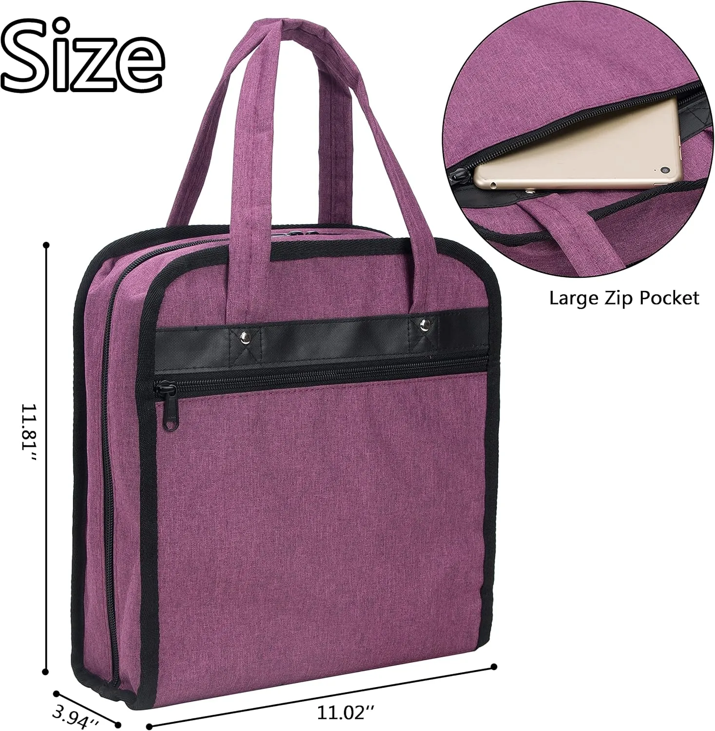 PACMAXI Sewing Accessories Storage Bag, Knitting, Craft Tools and Accessories Organizer, Roomy Carrying Bag for Sewing Tools and Accessories(Purple)