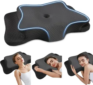 Pain Relief Cervical Pillow for Neck Support, Adjustable Ergonomic Pillow Cozy Sleeping, Odorless Orthopedic Memory Foam Pillows, Contour Bed Pillow for Side Back Stomach Sleeper