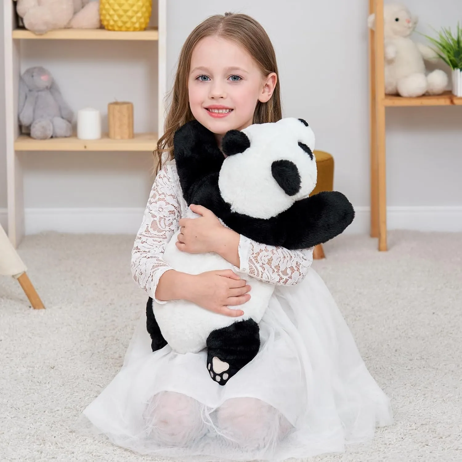 Panda Weighted Stuffed Animals, 1.76lbs Panda Stuffed Animal Cute Panda Weighted Plush Animals Hugging Pillow Toy for Boys Girls Valentine Christmas, 20.8 inch