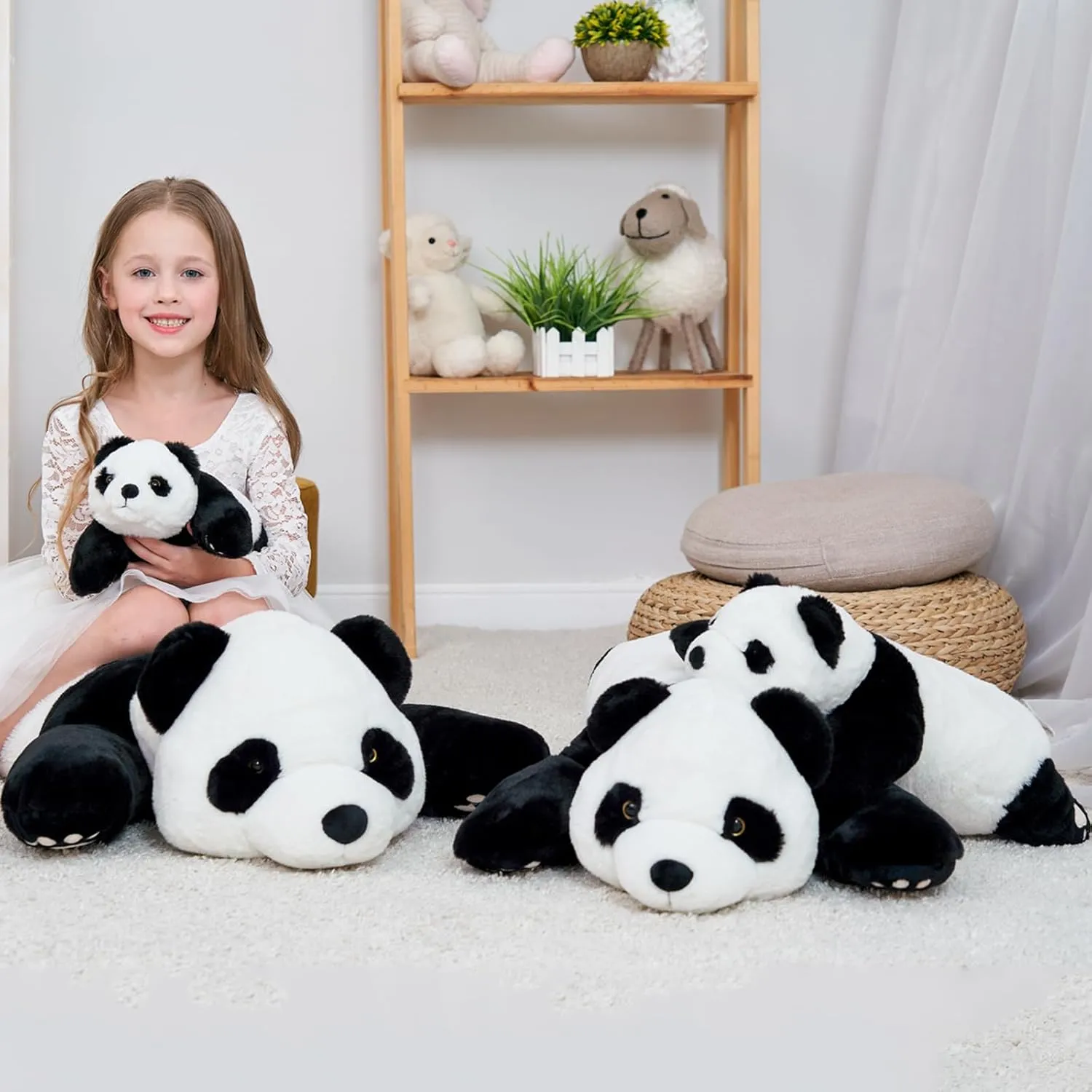 Panda Weighted Stuffed Animals, 1.76lbs Panda Stuffed Animal Cute Panda Weighted Plush Animals Hugging Pillow Toy for Boys Girls Valentine Christmas, 20.8 inch