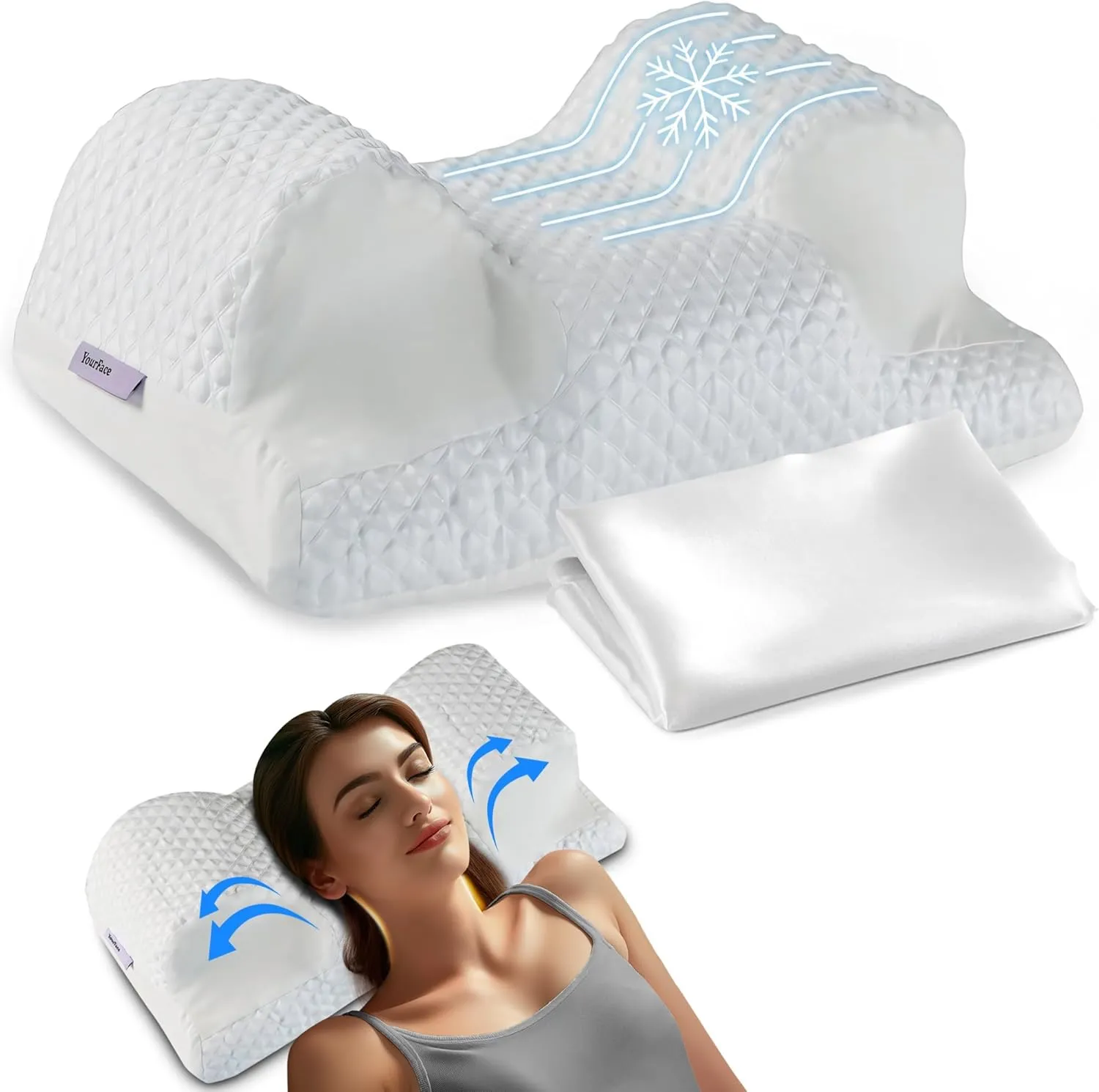 Patented Contour Cooling Cervical Neck Pillow