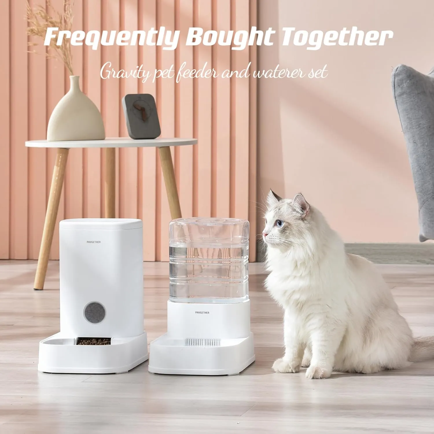 PAWGETHER® Gravity Automatic Pet Water Dispenser with 1 Filter for Cats and Small Dogs 1 Gallon/3.5L Auto Pet Waterer Dog Water Dispenser, Easy to Fill