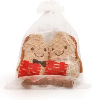 Peanut Plush Toy - 6" Bride & Groom Stuffed Toys, Adorable Food-Themed Wedding Decor, Unique, Fun Proposal or Bridal Shower Favors