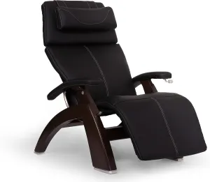 Perfect Chair Human Touch PC-420 Classic Manual Plus with Memory Foam Plus Kit Dark Walnut Wood Base Zero-Gravity Recliner - Black SoftHyde Vinyl