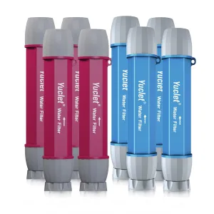 Personal Water Filter Straw for Drinking Survival, Water Purifier Filtration System Survival Gear and Supplies for Camping, Hiking, Travel, and Emergency Preparedness (4 Bule & 4 Plum Red)