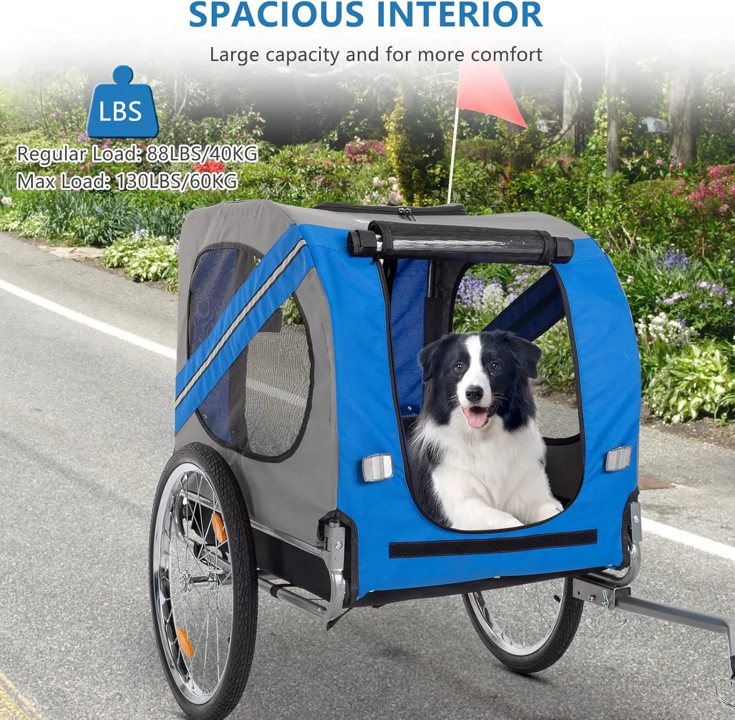 PEXMOR Dog Bike Trailer, Folding Pet Dog Trailer Cart for Bicycle, Bike Cargo Wagon Carrier w/Universal Hitch & 20" Wheel