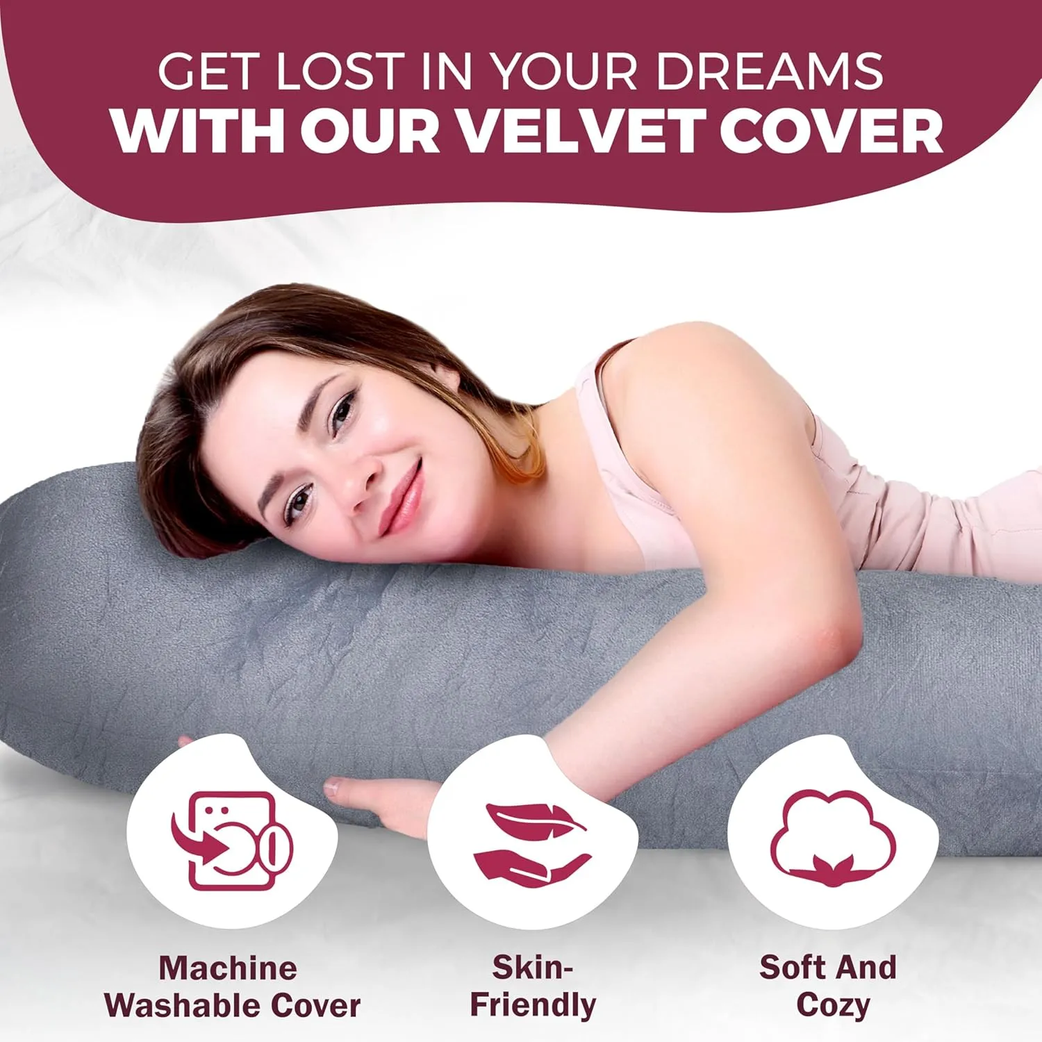 PILLANI Pregnancy Pillows for Sleeping - V C U Shaped Full Body Pillow with Removable Cover, 57inch Cooling Maternity Pillow for Pregnant Women, Support for Back Belly Legs Hip - Pregnancy Must Haves