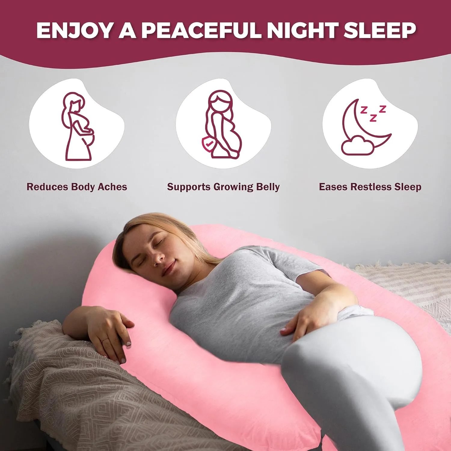 PILLANI Pregnancy Pillows for Sleeping - V C U Shaped Full Body Pillow with Removable Cover, 57inch Cooling Maternity Pillow for Pregnant Women, Support for Back Belly Legs Hip - Pregnancy Must Haves