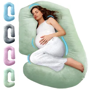 PILLANI Pregnancy Pillows for Sleeping - V C U Shaped Full Body Pillows for Adults with Removable Washable Cover, 57inch Cooling Maternity Pillow for Pregnant Women, Support for Back Belly Legs