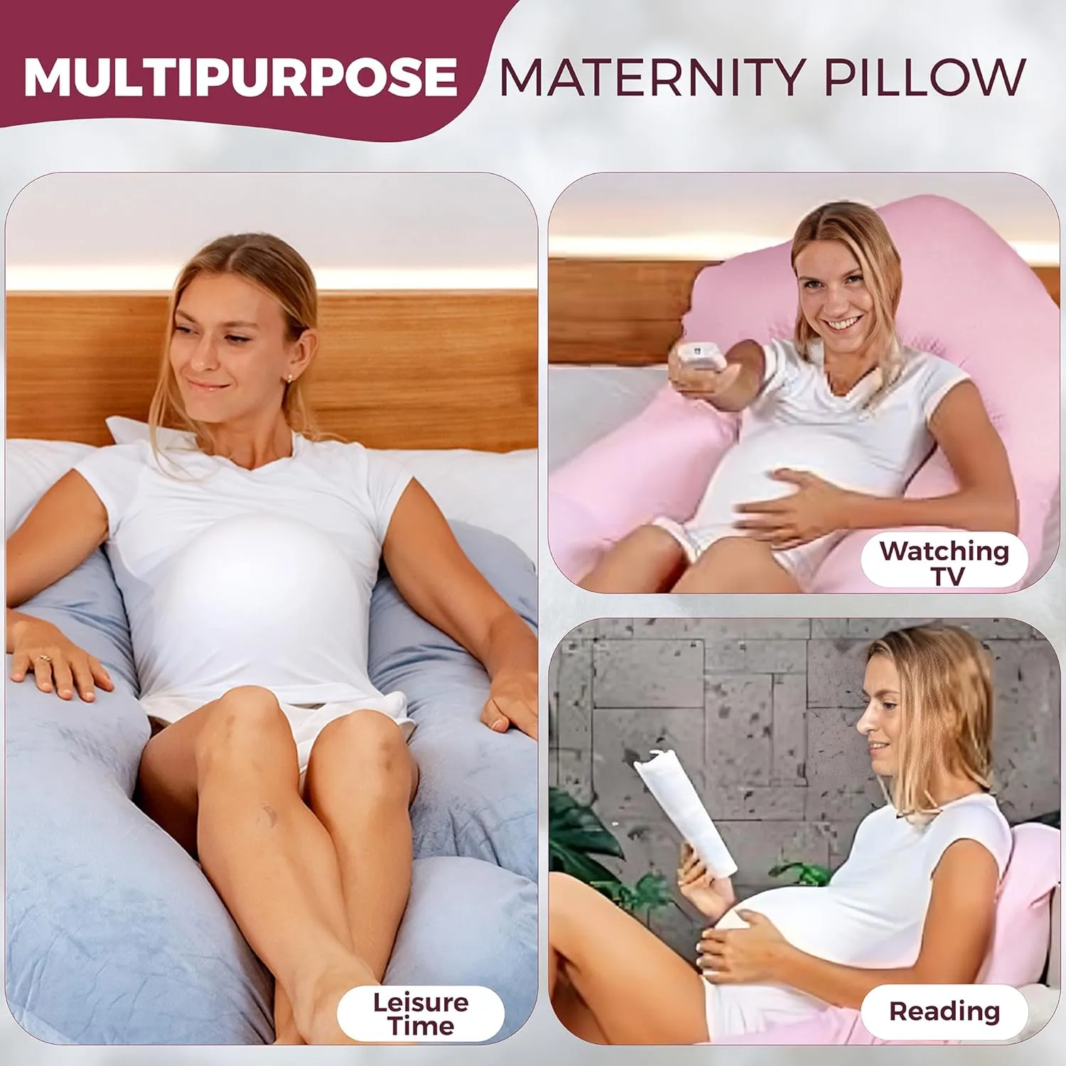 PILLANI Pregnancy Pillows for Sleeping - V C U Shaped Full Body Pillows for Adults with Removable Washable Cover, 57inch Cooling Maternity Pillow for Pregnant Women, Support for Back Belly Legs
