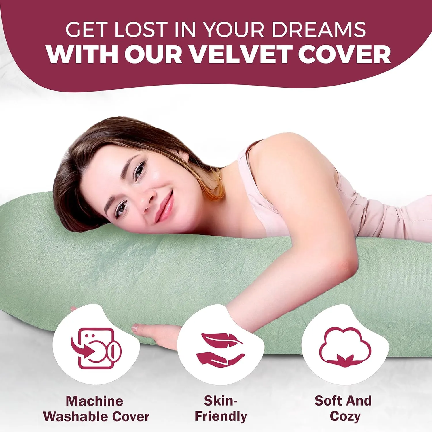 PILLANI Pregnancy Pillows for Sleeping - V C U Shaped Full Body Pillows for Adults with Removable Washable Cover, 57inch Cooling Maternity Pillow for Pregnant Women, Support for Back Belly Legs