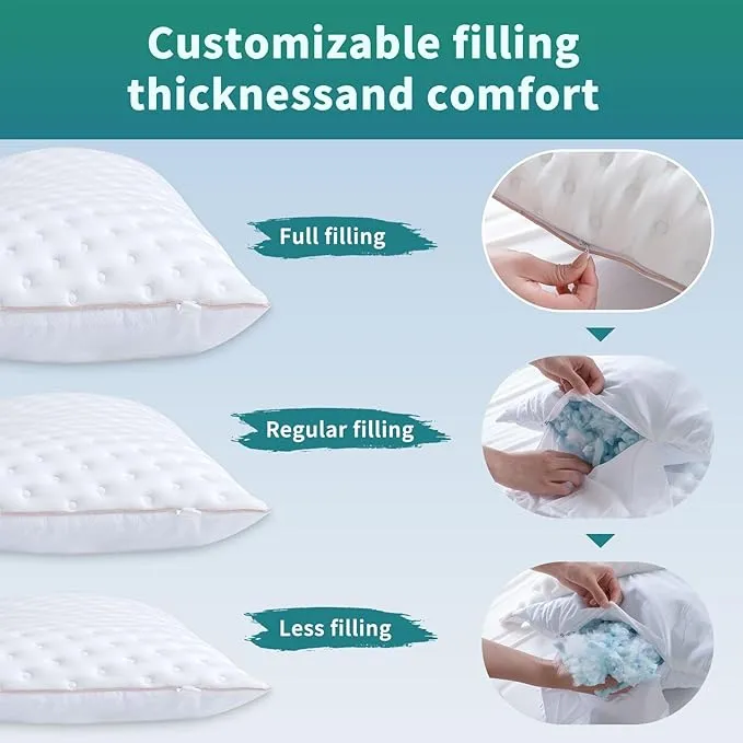 Pillow for Side and Back Sleepers Side Sleeper Pillow for Neck and Shoulder Pain Side Sleeper Bed Pillows Travel Size with Adjustable Shredded Memory Foam Filling